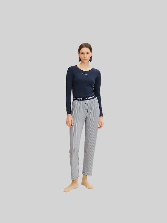 Pyjama trousers with striped pattern - blue stripes
