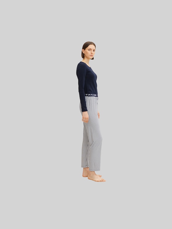 Pyjama trousers with striped pattern - blue stripes