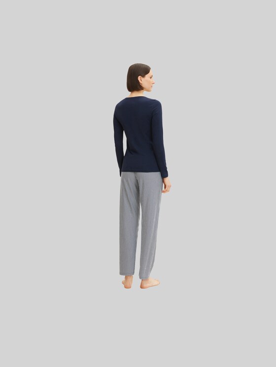 Pyjama trousers with striped pattern - blue stripes