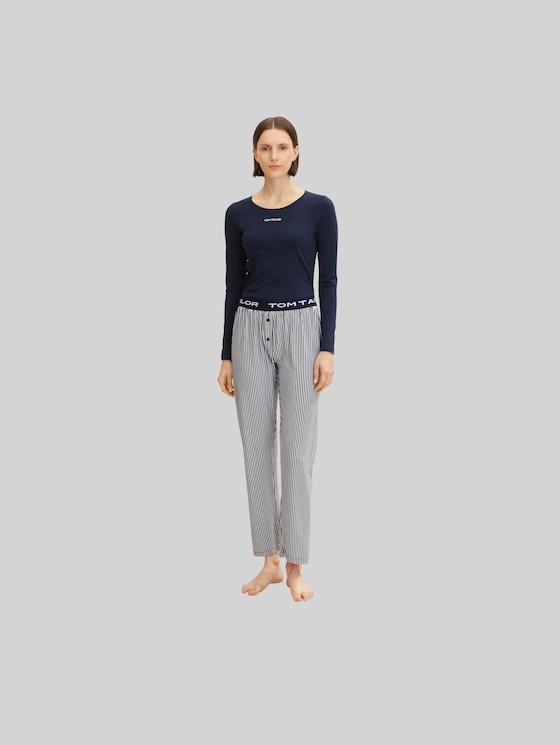 Pyjama trousers with striped pattern - blue stripes