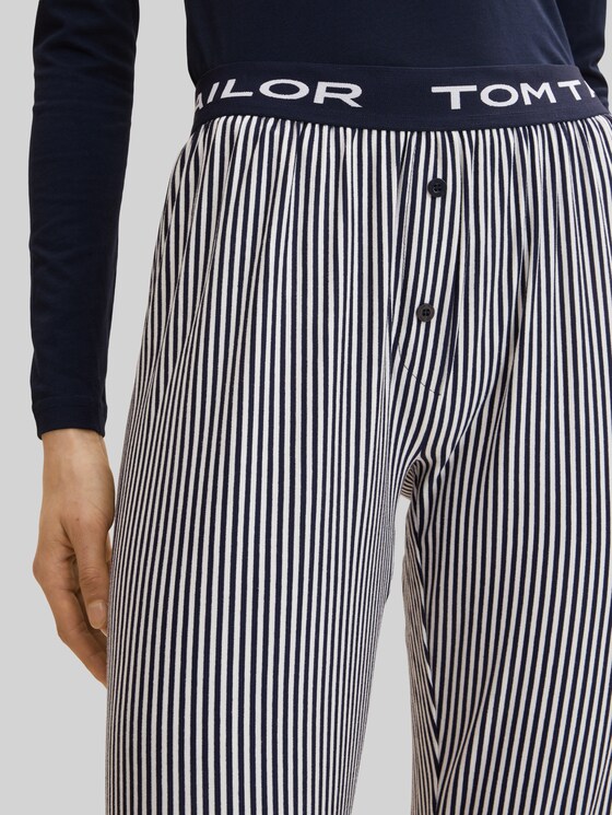 Pyjama trousers with striped pattern - blue stripes