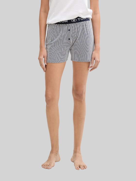 Pyjama shorts with striped pattern - blue stripes