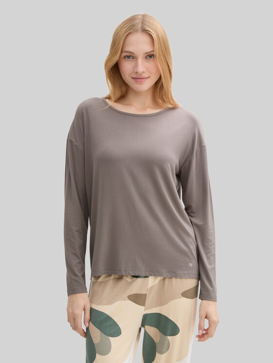 Loungewear long sleeve shirt - grey-medium-solid