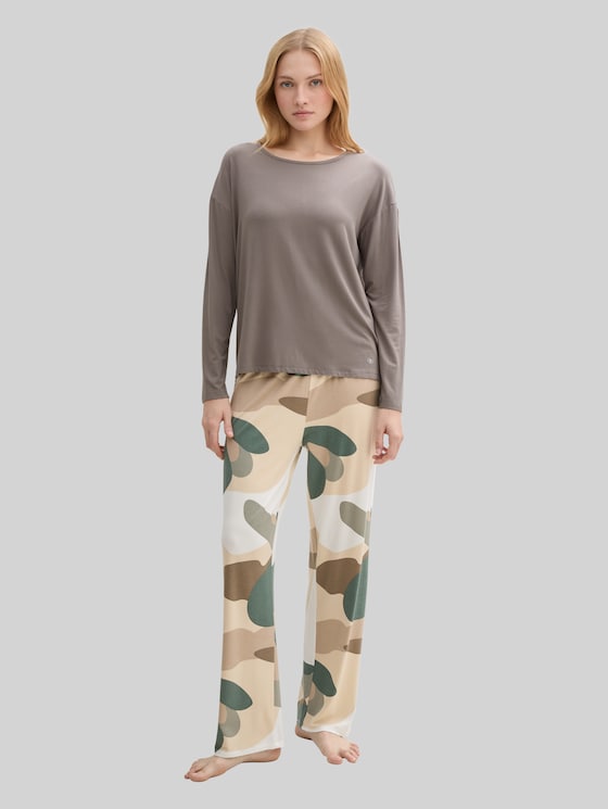 Loungewear long sleeve shirt - grey-medium-solid