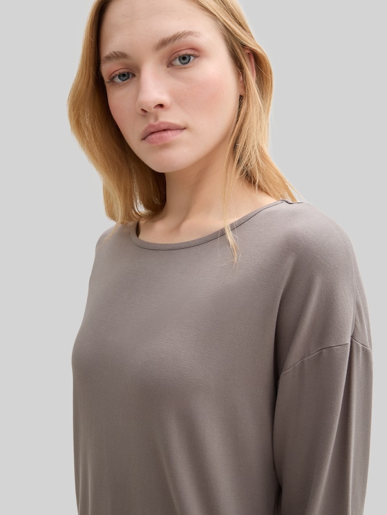 Loungewear long sleeve shirt - grey-medium-solid