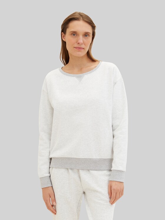 Loungewear Sweatshirt in melange look - weiß-mittel-melange