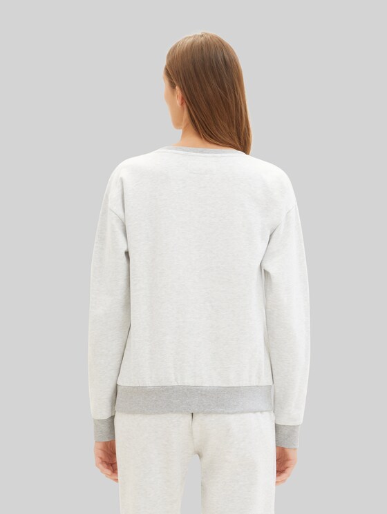Loungewear Sweatshirt in melange look - weiß-mittel-melange