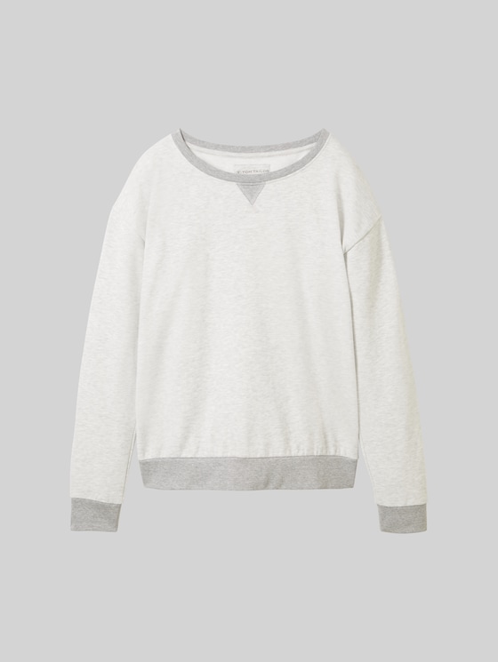 Loungewear Sweatshirt in melange look - weiß-mittel-melange