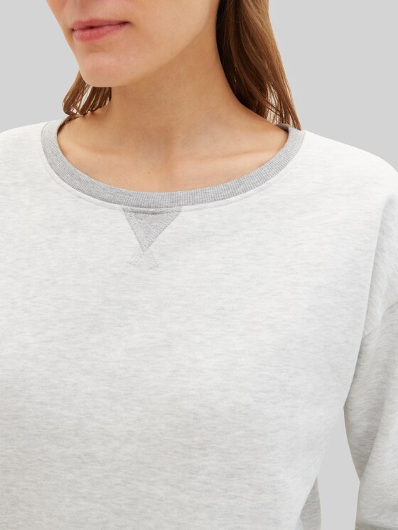 Loungewear Sweatshirt in melange look - weiß-mittel-melange