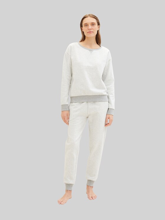 Loungewear Sweat trousers in a melange look - weiß-mittel-melange