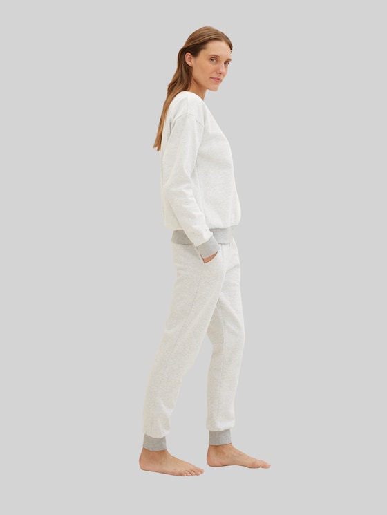 Loungewear Sweat trousers in a melange look - weiß-mittel-melange