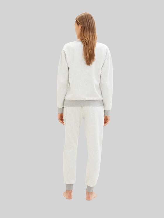 Loungewear Sweat trousers in a melange look - weiß-mittel-melange