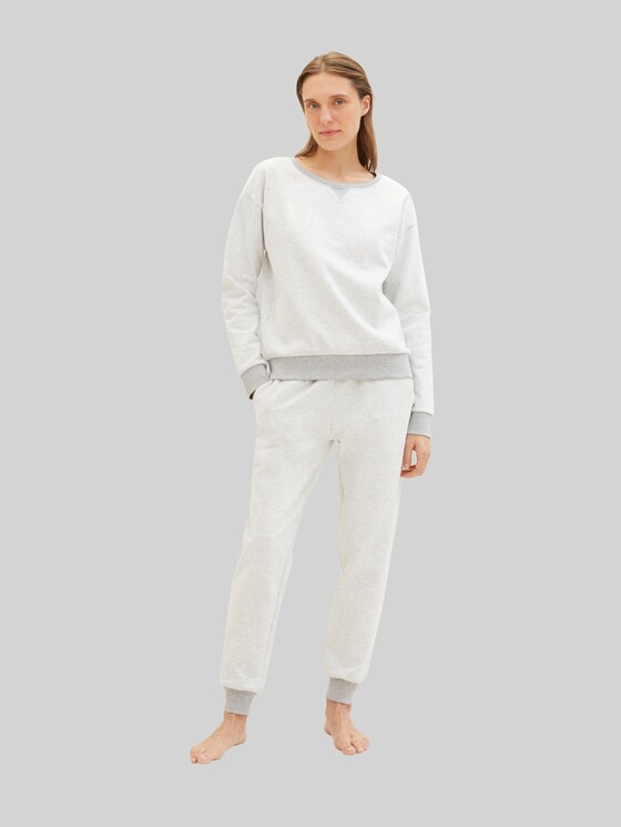 Loungewear Sweat trousers in a melange look - weiß-mittel-melange