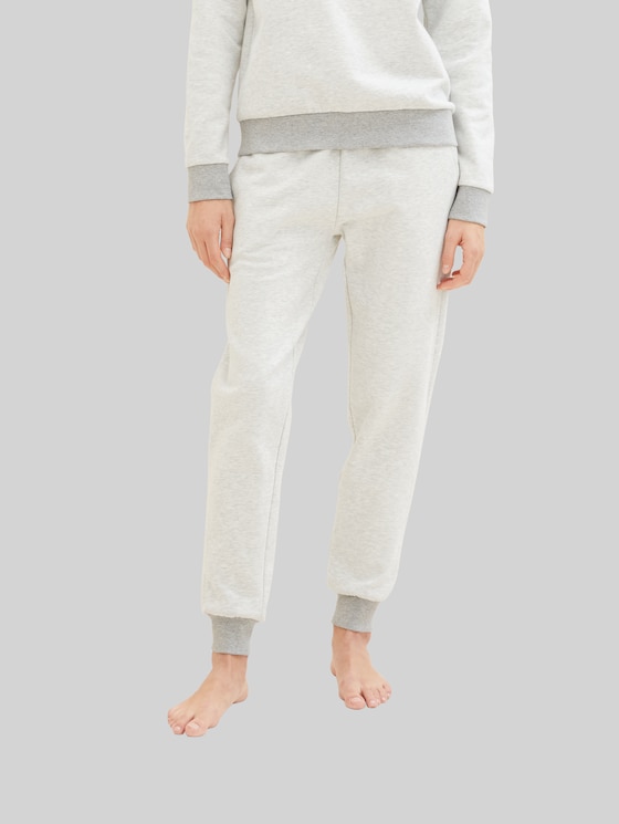 Loungewear Sweat trousers in a melange look - weiß-mittel-melange