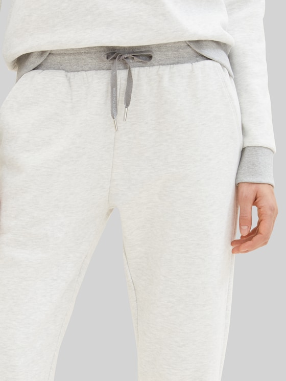 Loungewear Sweat trousers in a melange look - weiß-mittel-melange
