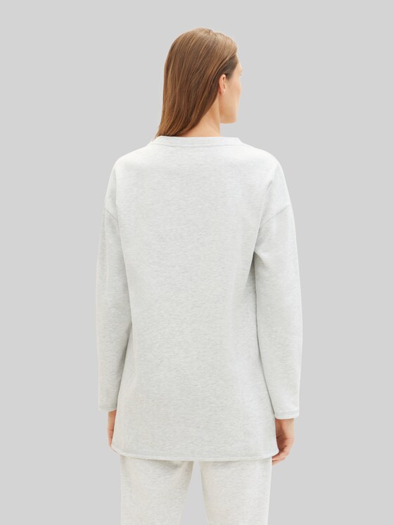 Loungewear oversized long-sleeved shirt with logo print - weiß-mittel-melange
