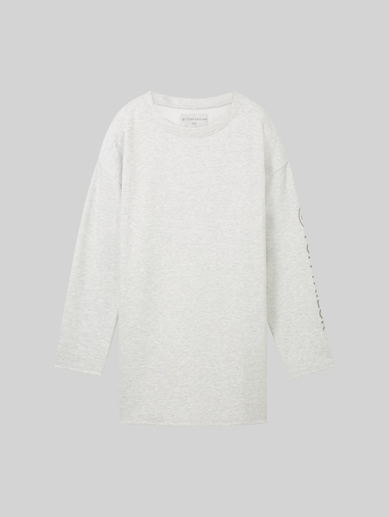 Loungewear oversized long-sleeved shirt with logo print - weiß-mittel-melange