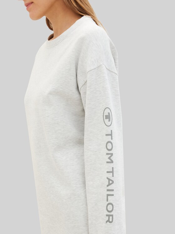 Loungewear oversized long-sleeved shirt with logo print - weiß-mittel-melange