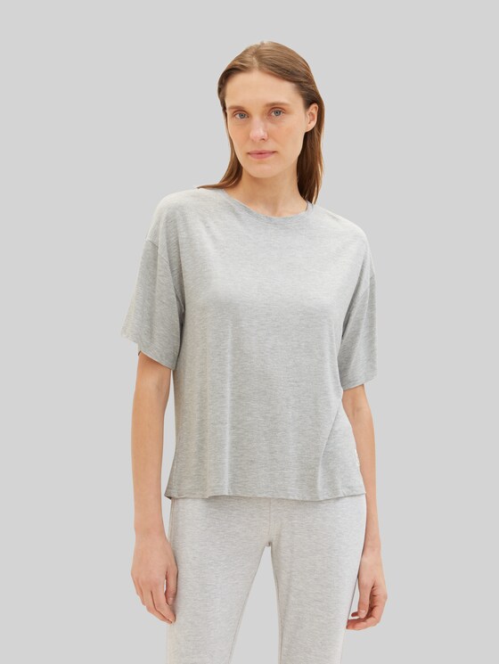 Loungewear T-shirt in melange look - grey-medium-melange