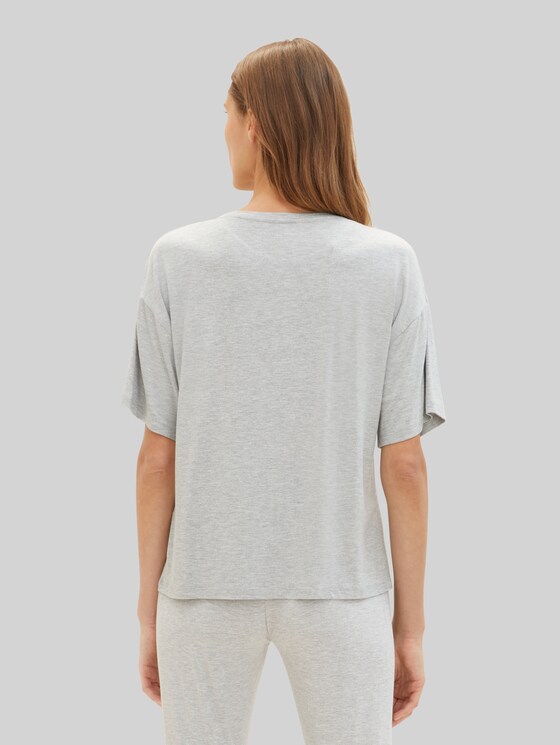 Loungewear T-shirt in melange look - grey-medium-melange