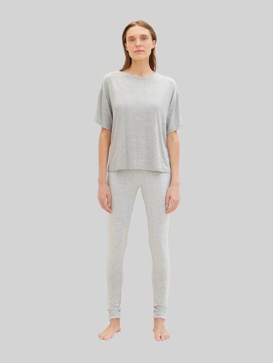 Loungewear T-shirt in melange look - grey-medium-melange