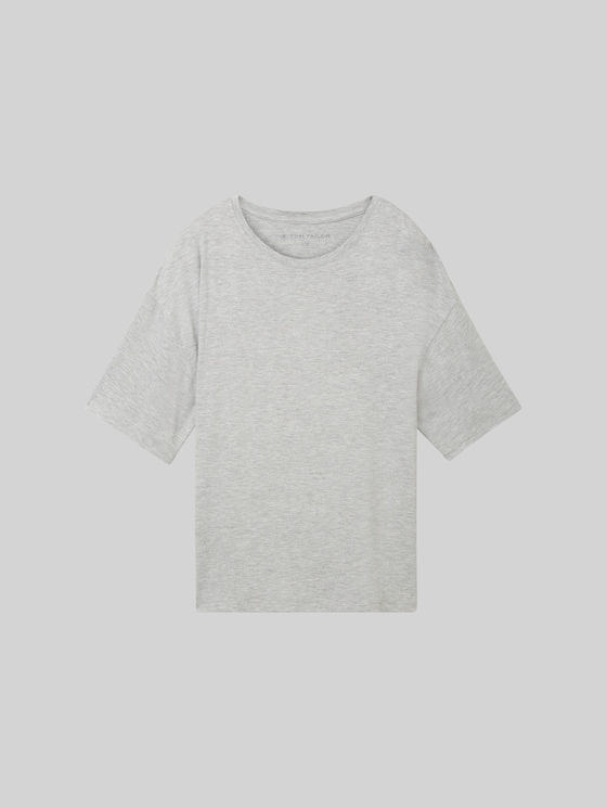 Loungewear T-shirt in melange look - grey-medium-melange