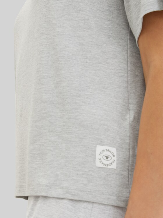 Loungewear T-shirt in melange look - grey-medium-melange