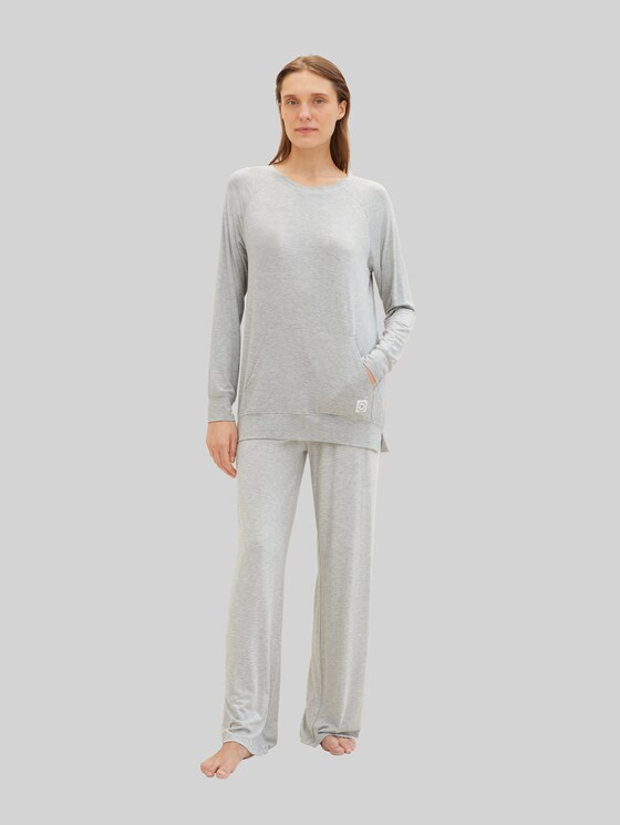 Loungewear Sweatshirt in melange look - grey-medium-melange