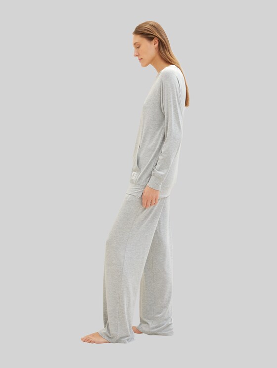 Pyjama trousers in a melange look - grey-medium-melange