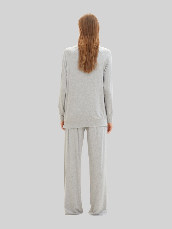 Pyjama trousers in a melange look - grey-medium-melange
