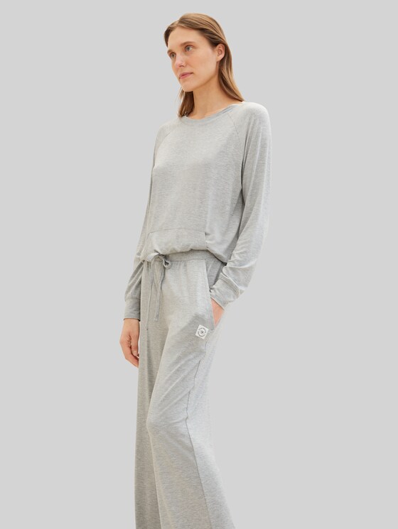 Pyjama trousers in a melange look - grey-medium-melange