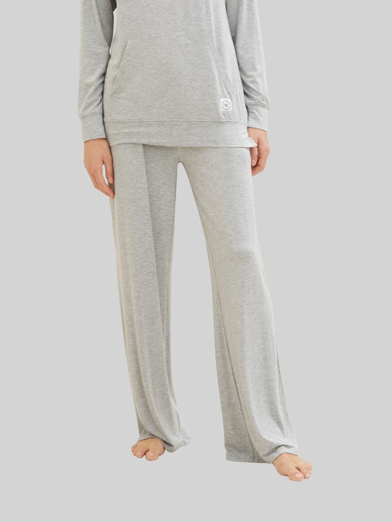 Pyjama trousers in a melange look - grey-medium-melange