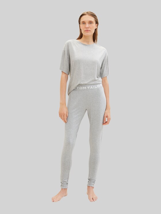 Loungewear leggings with logo print - grey-medium-melange