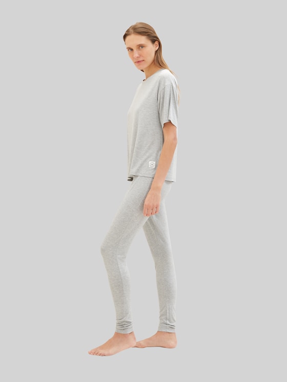 Loungewear leggings with logo print - grey-medium-melange