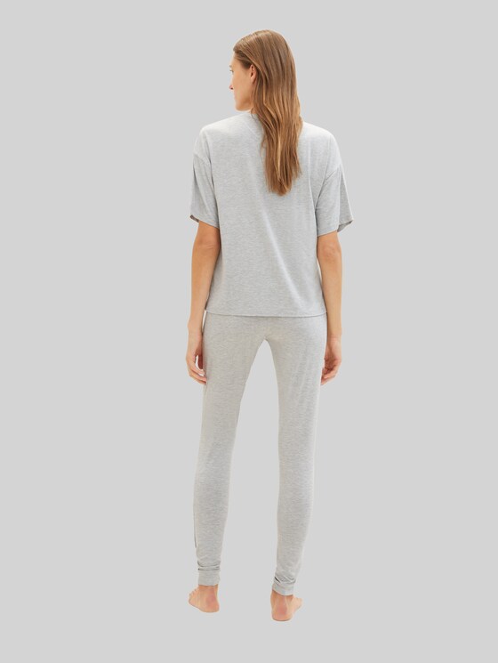 Loungewear leggings with logo print - grey-medium-melange