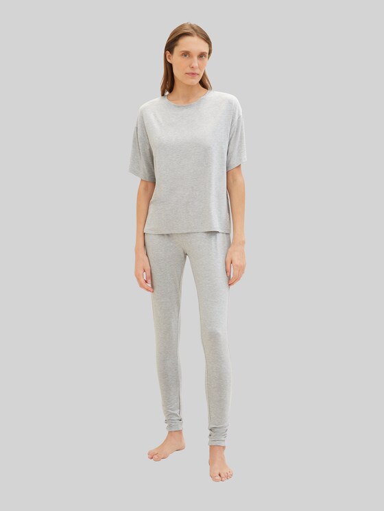Loungewear leggings with logo print - grey-medium-melange
