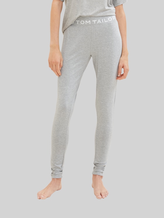 Loungewear leggings with logo print - grey-medium-melange