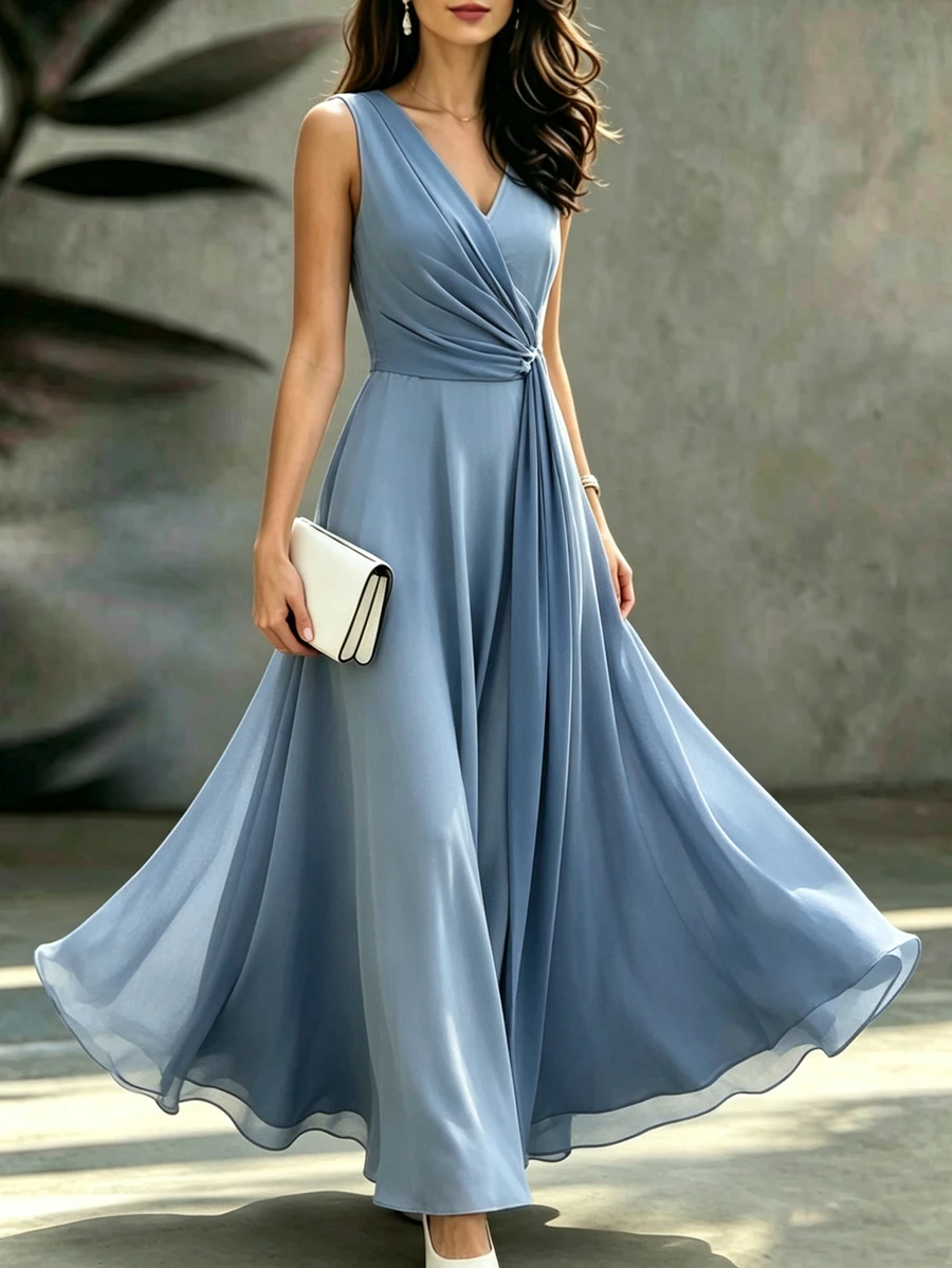 SHEIN Women's New V-Neck Elegant Long Sleeveless Dress, Party Dress, Date Dress, - image 5