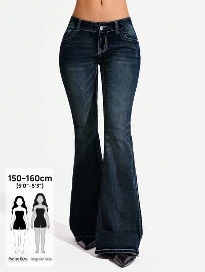 Flexra Petite Women's Stretch Skinny Sexy Date Versatile Contrast Stitching Flare Jeans