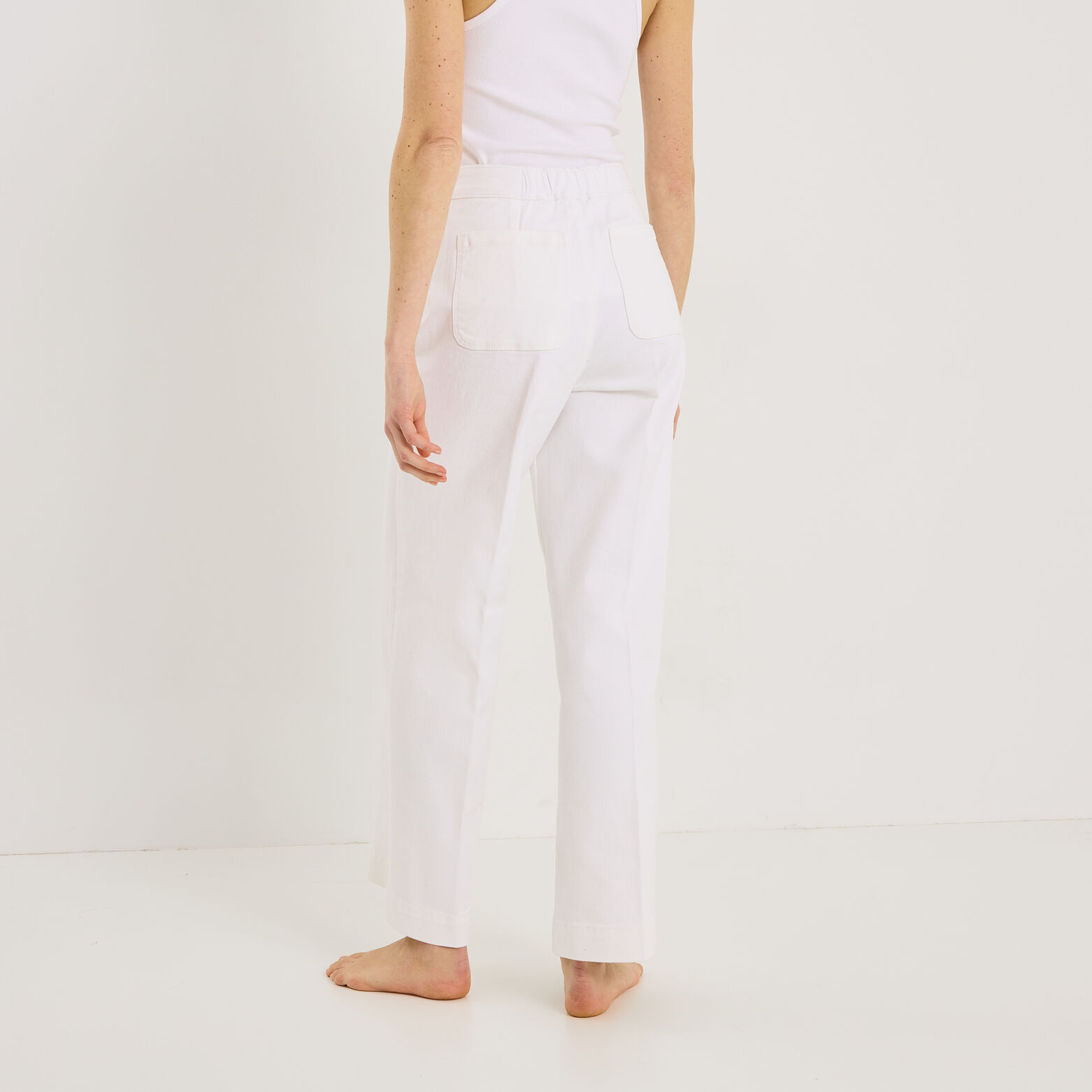 Jean flare à pont POMPON F02 femme - BLANC