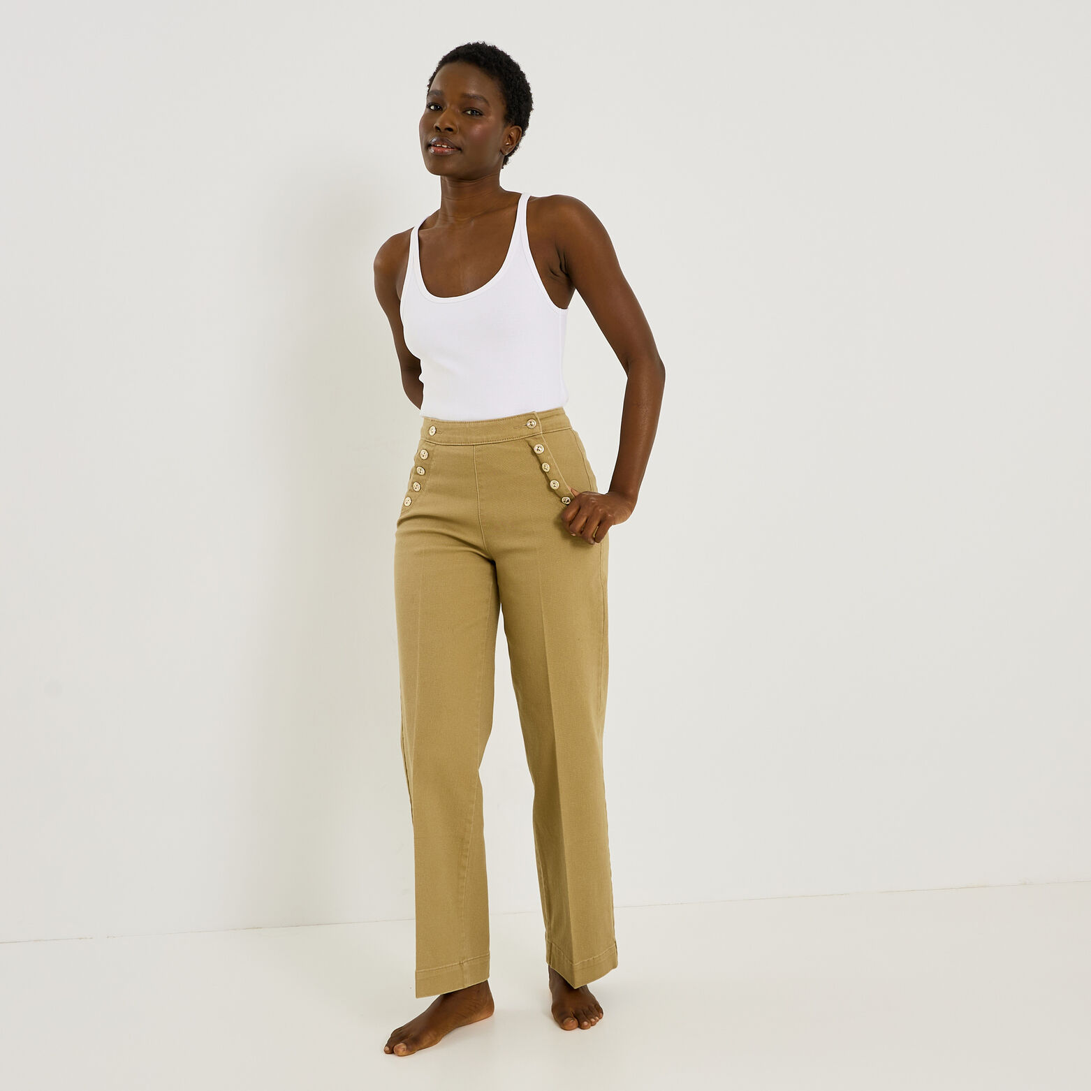 Jean flare à pont POMPON F02 femme - CAMEL