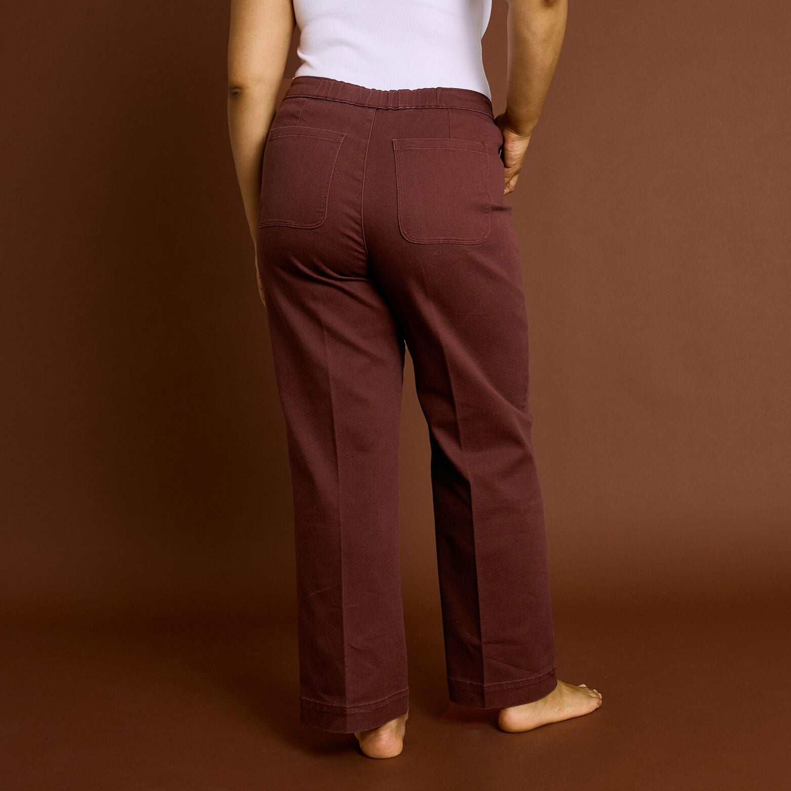 Jean flare à pont POMPON F02 femme - MARRON