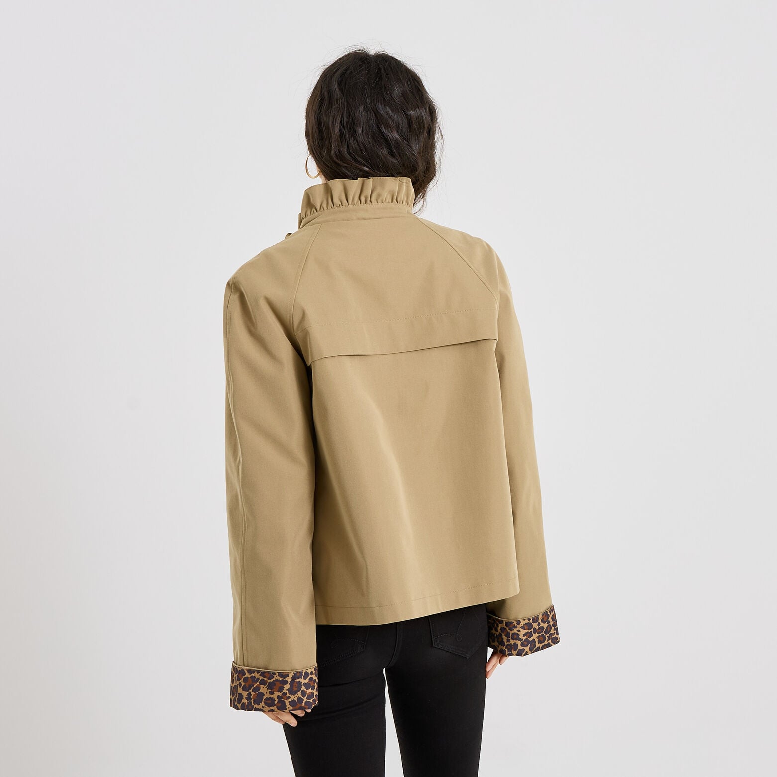 Trench court col montant femme - BEIGE