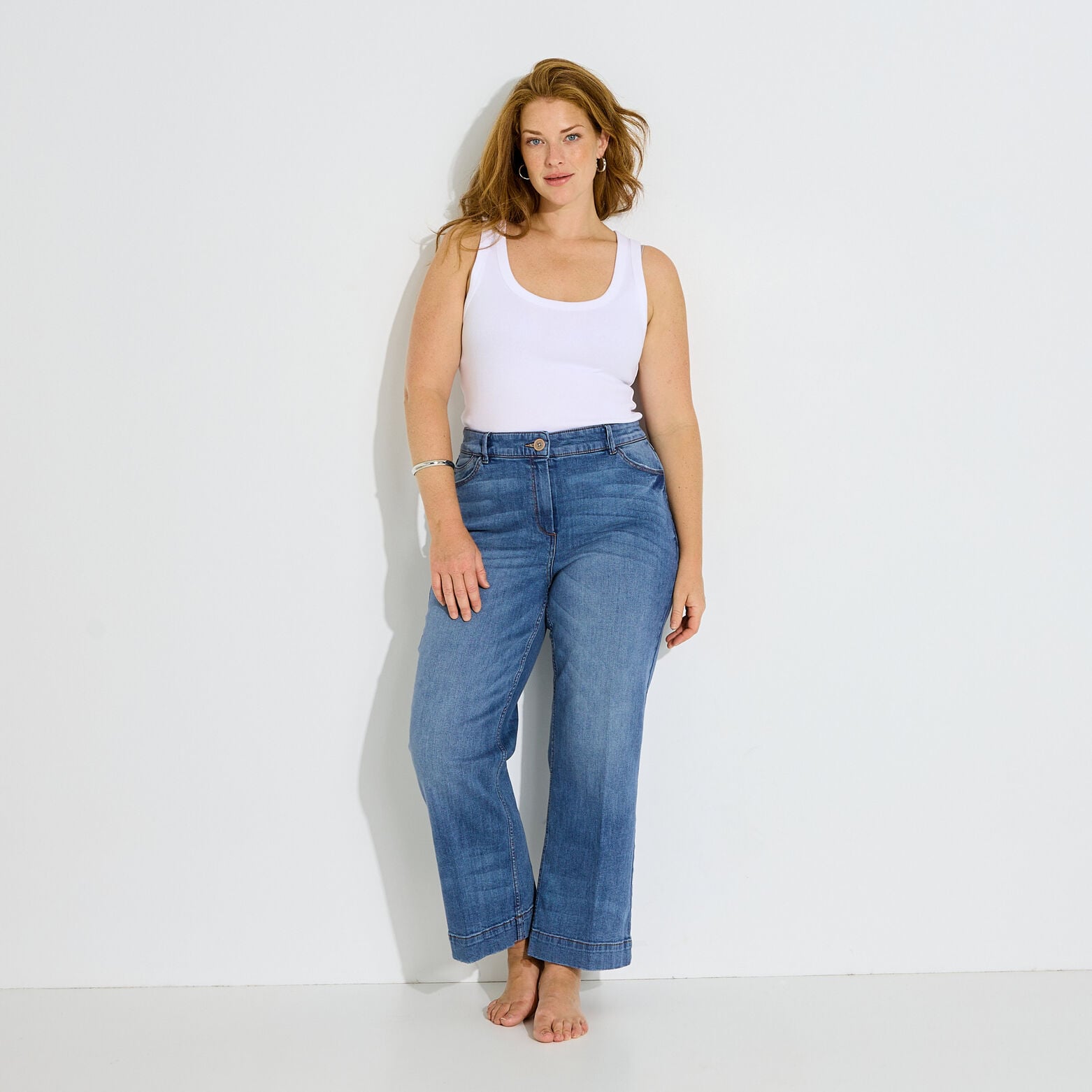 Jean flare raccourci KANSAS RF02 femme - STONE