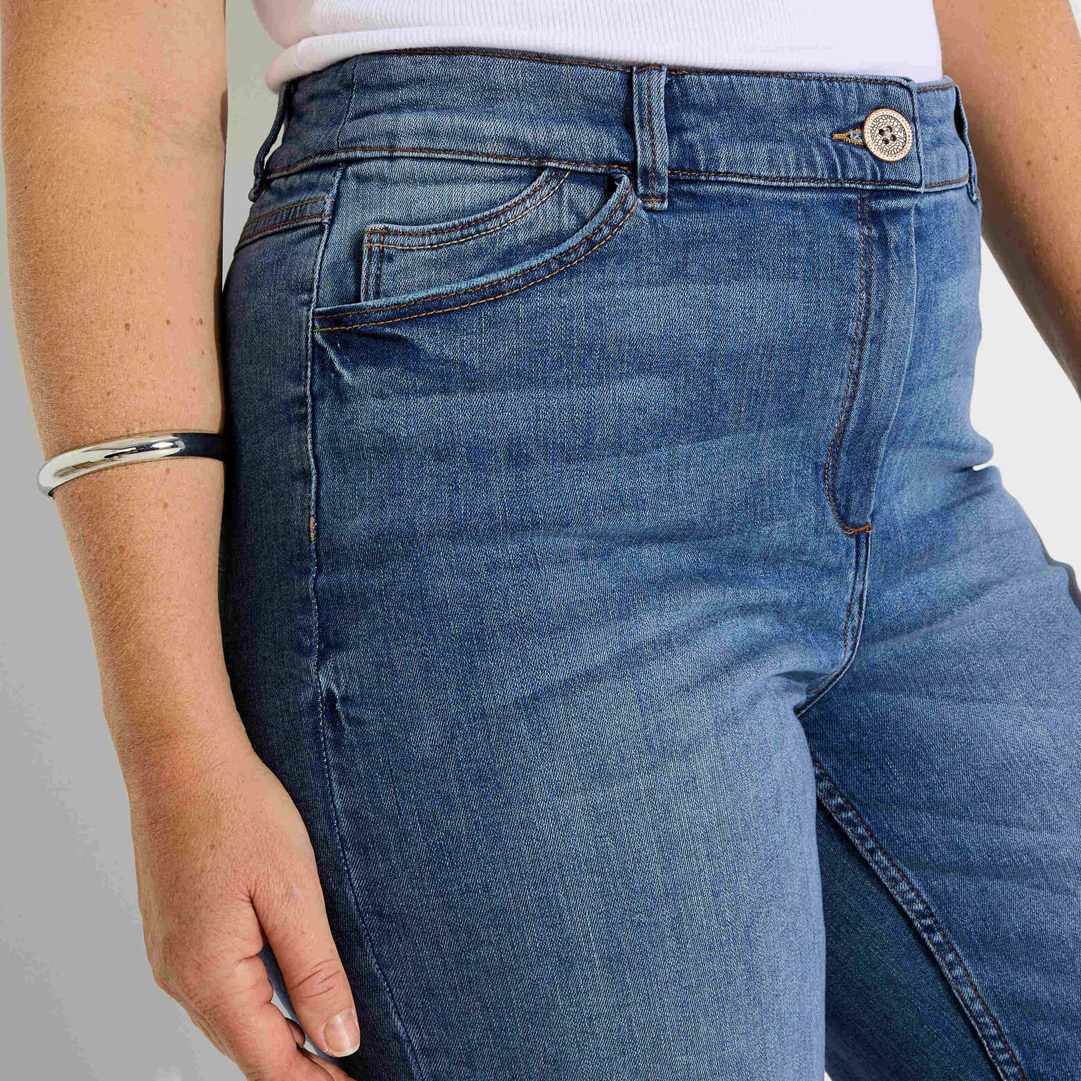 Jean flare raccourci KANSAS RF02 femme - STONE