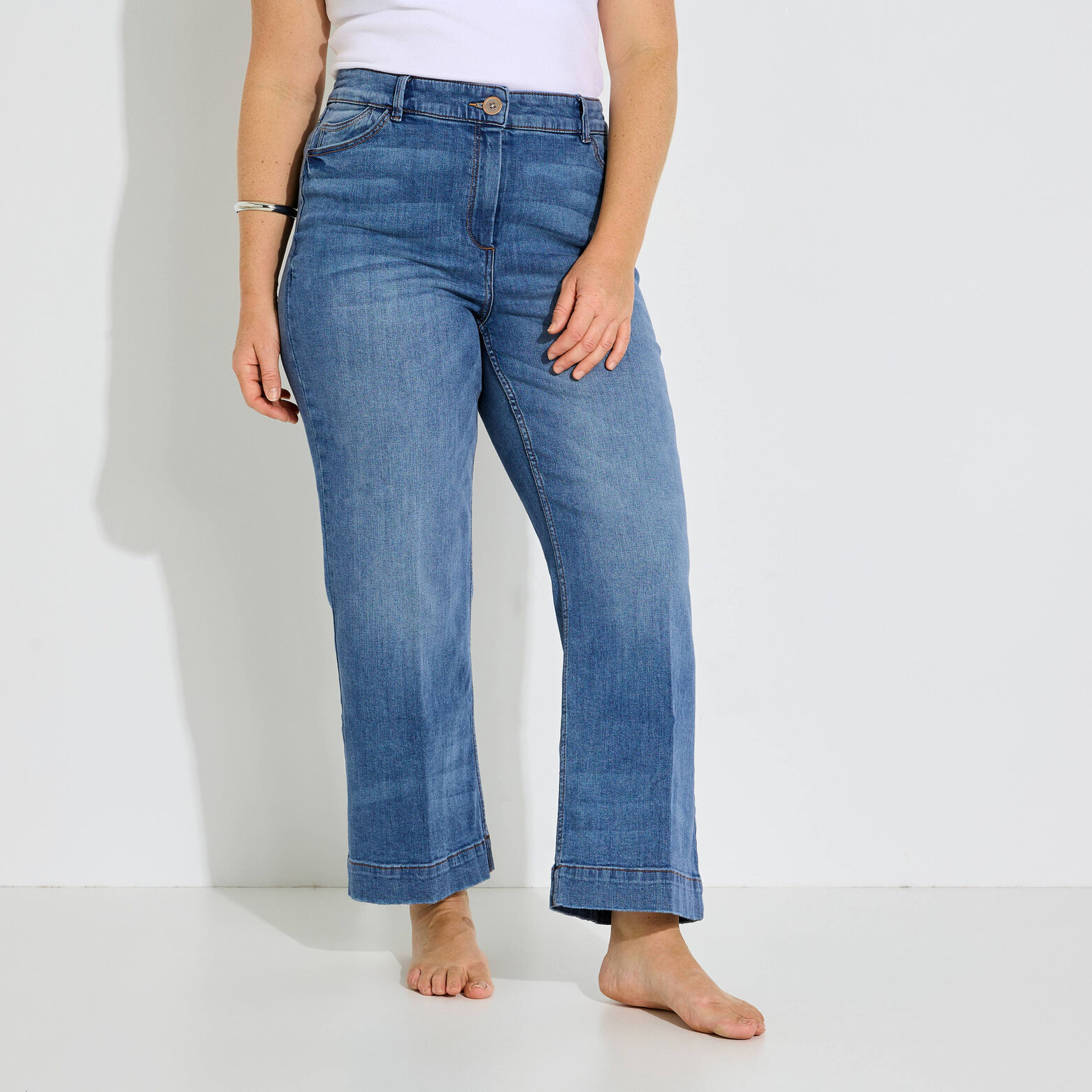 Jean flare raccourci KANSAS RF02 femme - STONE