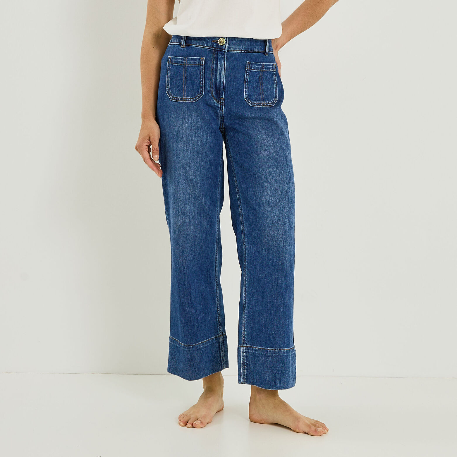 Jean flare raccourci NAPOLI RF02 femme - DARK STONE