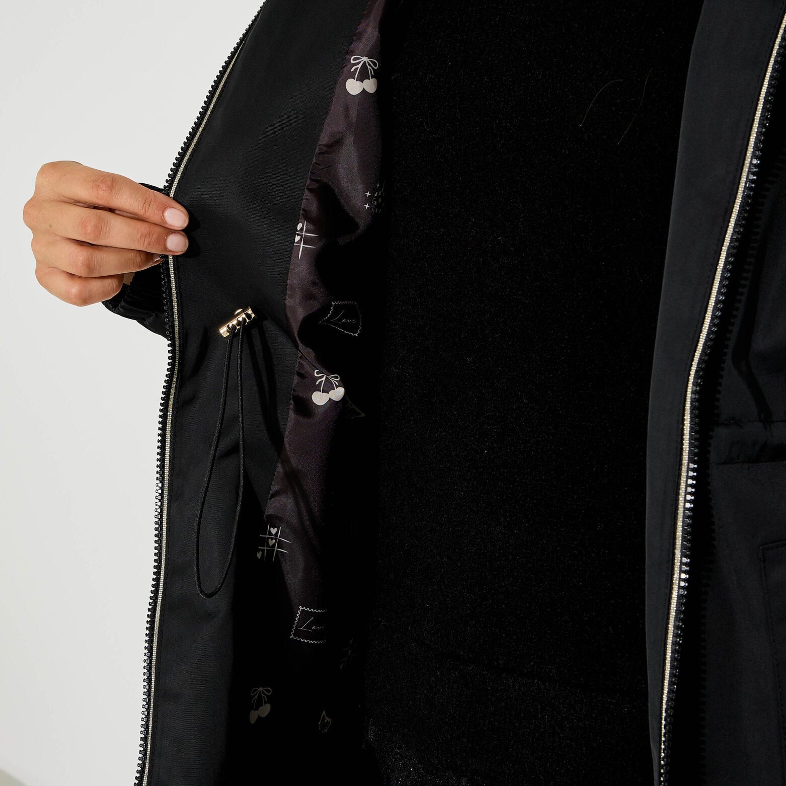 Parka déperlante à capuche femme - NOIR