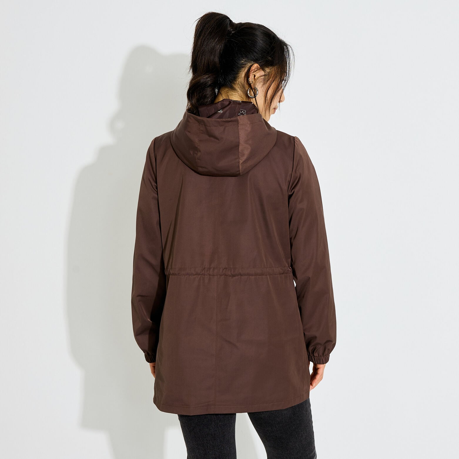 Parka déperlante à capuche femme - MARRON
