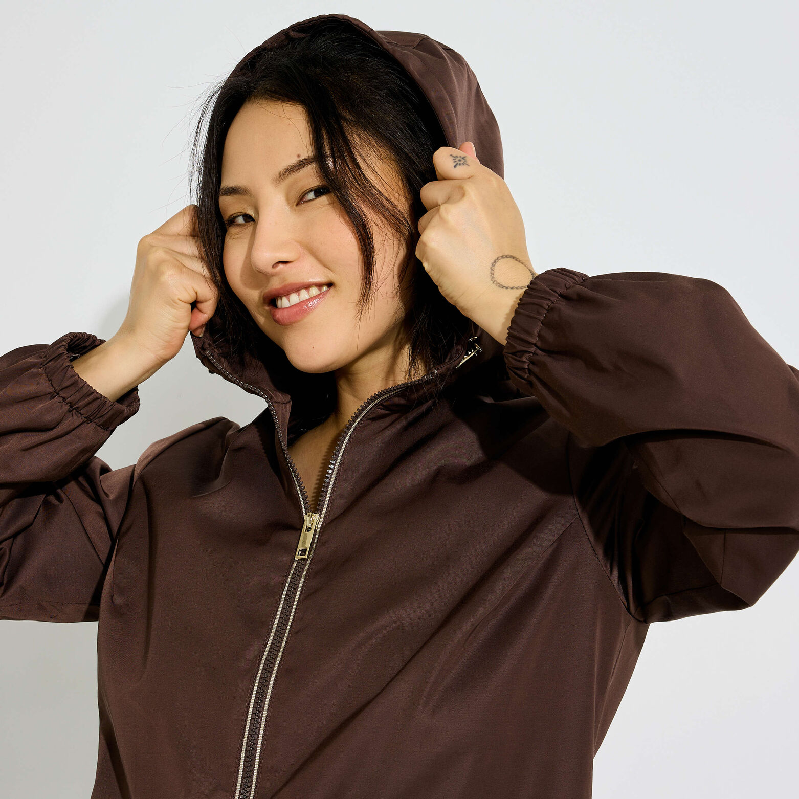 Parka déperlante à capuche femme - MARRON